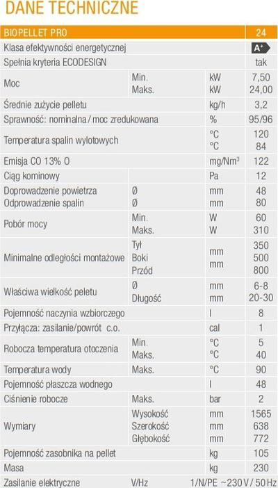 Kaldajë peleti Ferroli Biopellet Pro 24kW, rezervuar 105kg, gri