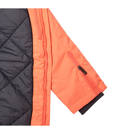 Parka për gra Huppa Vivian, 200g, me kapuç me lesh natyral, ngjyrë koral neon