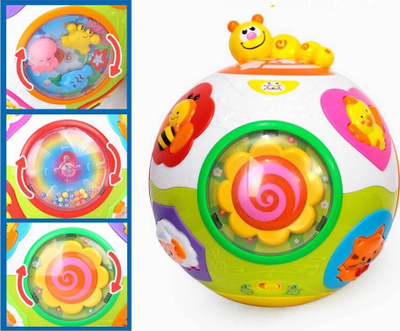Lodër top interaktiv për beba Cheerful Ball, me drita edhe tinguj, shumëngjyrësh
