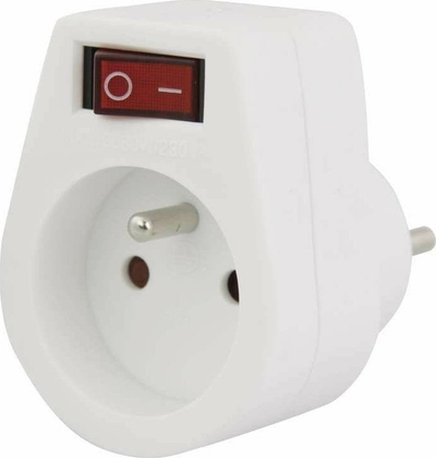 Prizë me ndërprerës Konnoc DX-FZBK-01/01A, 250V 10A, e bardhë