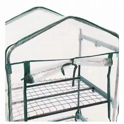 Serë e vogël për ballkon edhe kopsht, 4 rafte metalike, PVC transparente, 69 x 49 x 157 cm