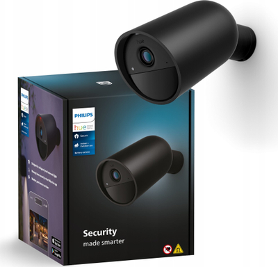 Камера за безбедност Philips Hue Secure Cam, батерија, Full HD, црна