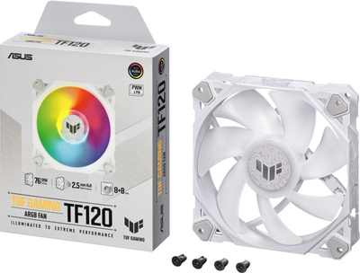 Ventilator ASUS TUF GAMING TF120 ARGB, 120mm, i bardhë