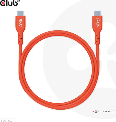 Kabllo USB Club 3D CAC-1573, USB-C në USB-C, 2m, e portokalltë