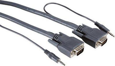 Kabllo VGA me audio ROLINE Combi, HD-15 M në HD-15 M, 15 m, gri e errët