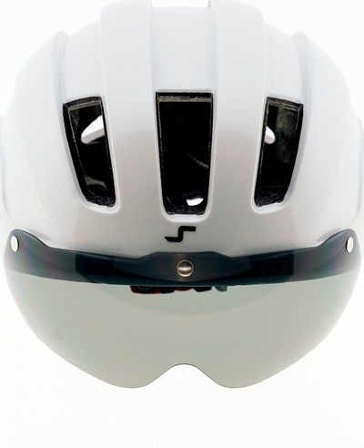 Helmetë biçiklete Skateflash Atomic, LED, madhësia L 58–61 cm, e bardhë