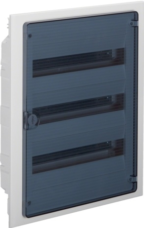 Kasetë shpërndarëse Hager GOLF VF318TD, 3x18 module, montim i fshehtë, derë transparente