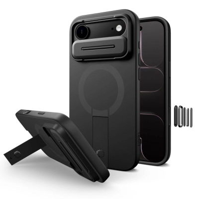 Mbrojtëse telefoni Tech-Protect Kevlar Aura MagSafe për iPhone Air, me stand, ngjyrë e zezë