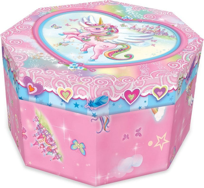 Kuti muzikore Pulio Pecoware Unicorn, formë tetëkëndore, mekanizëm me dredhje, rozë