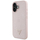 Заштитна маска Guess Grained Hot Stamp Peony Triangle Logo MagSafe за iPhone 16, компатибилна со MagSafe, светло розова