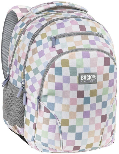 Çantë shkolle Derform Backup Backpack 8 W01, me shumë ndarje, me kuadrate shumëngjyrëshe