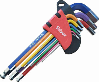Set çelësa inbus SilverTools, me kokë sferike, 1.5-10mm, gri