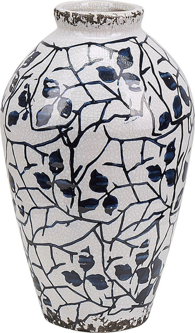 Vazo dekorative Beliani MALLIA, stoneware, 20 cm, e bardhë