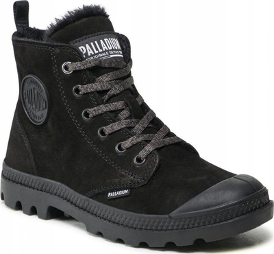 Çizme Palladium Winter Lined Hi Zip, të izoluara për dimër, me zinxhir anësor, të zeza