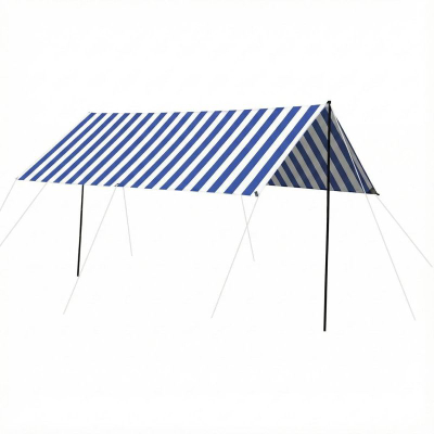 Çadër plazhi ProGarden Sun Shelter, 297x170 cm, me shtylla, blu me vija