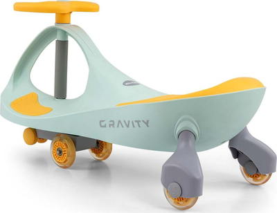 Makine lodër ride on Milly Mally Gravity, rrota LED, për kalamaj 3+, lime e verdhë