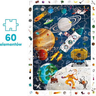 Puzzle vëzhgimi Czuczu Space, edukativ për fëmijë, me poster, shumëngjyrësh
