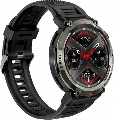 Smartwatch Veltori VT140-1, ekran 1.45\", Bluetooth 5.0, me rrip silikoni të zi