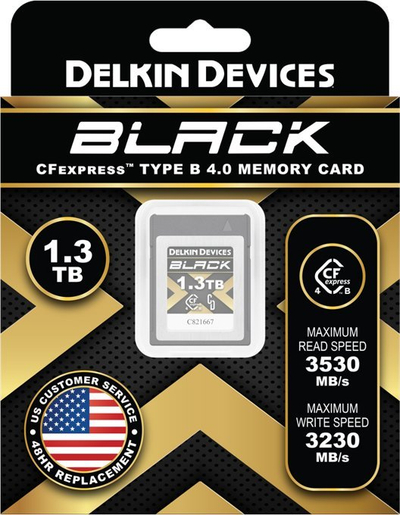 Kartë memorie Delkin BLACK CFexpress Type B 4.0, 1.3TB, 3550MB/s, e zezë