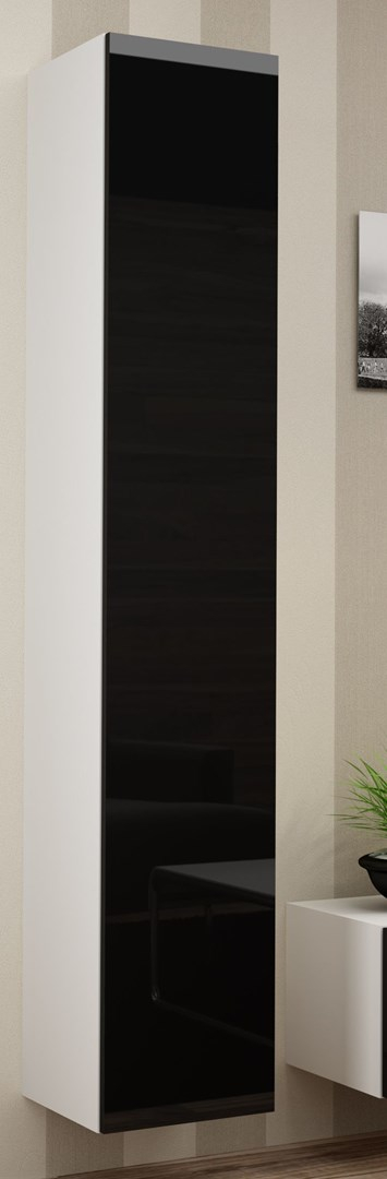 Vitrinë muri Pena Vigo 180, 180x40x30cm, sistem PUSH CLICK, e bardhë e zezë