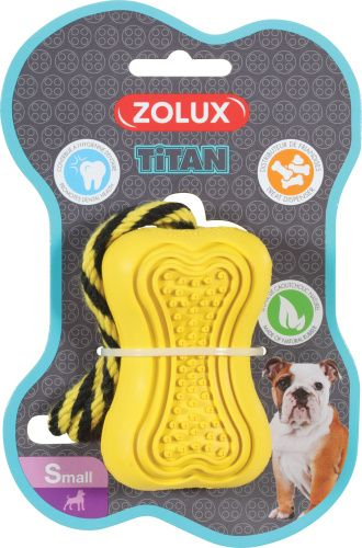 Lodër për qen Zolux Titan S, prej gome të fortë, me litar, e verdhë