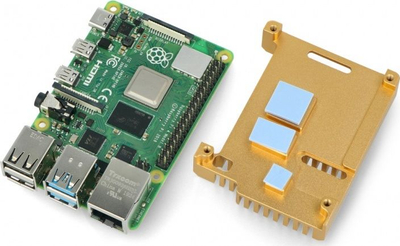 Кутија алуминиум JustPi LT-4B03 за Raspberry Pi 4B, со ладилник, златно бакарна боја