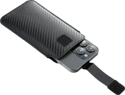 Këllëf universal xhepi Forcell Carbon Model 14 për iPhone 11 dhe XR, me mbyllje PULL UP, ngjyrë e zezë