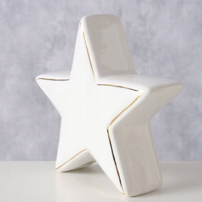 Figurinë dekorative Ville Natural Stone Star, 13 cm, gur natyral, e bardhë