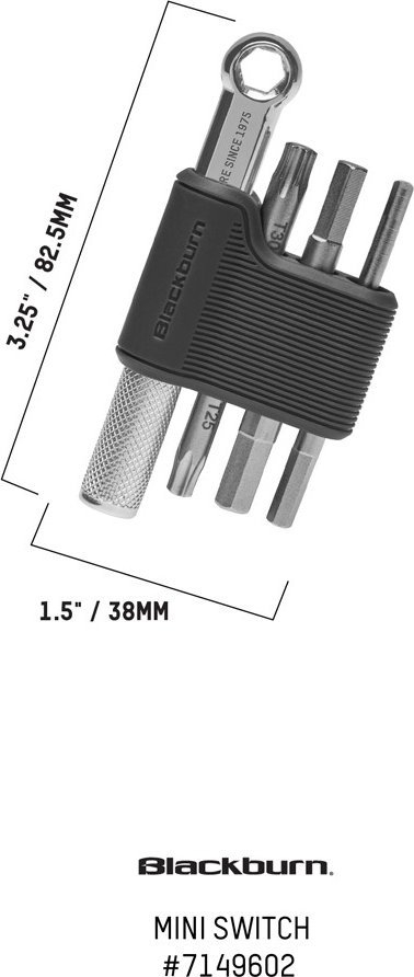 Multimjet biçiklete Blackburn Mini Switch, me bit gjashtëkëndor dhe Torx, i zi
