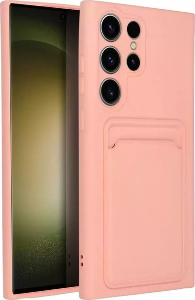 Силиконска маска Forcell за Samsung Galaxy S23 Ultra, со џеб за картичка, розова