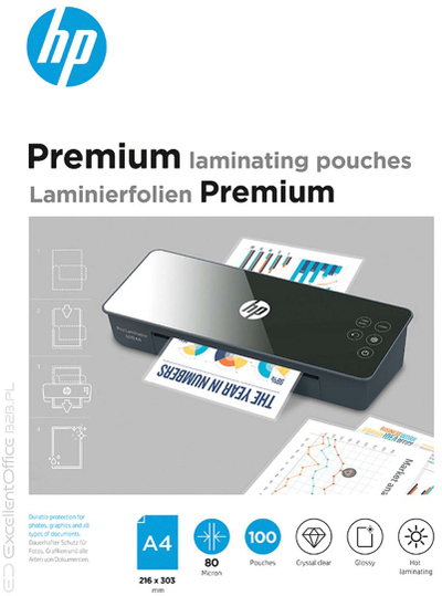 Fletë plastifikuese HP Premium 9123, A4, 80 mikron, transparente