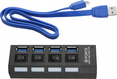 Hub USB 3.0 HUB-USB3.0-1/4, 4 porta, kabllo 55 cm, i zi