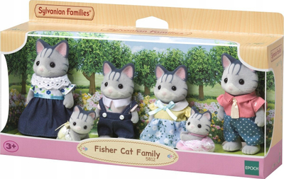 Set lodrash Sylvanian Families Fisher Cat Family 5812, familje mace, 6 figura, shumëngjyrëshe