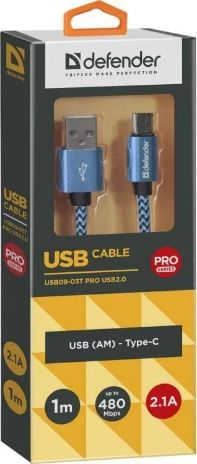 Kabllo Defender USB A - USB C 87817, 1m, blu