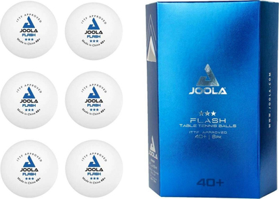 Topa pingpongu Joola Flash 40+, set 6 copë, plastikë ITTF, të bardhë