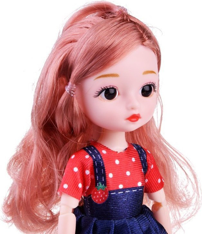 Kukull Pretty Doll ZA4655, 24 cm, me duar e këmbë që lëvizin, me flokë të gjatë