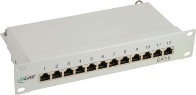 Patch panel InLine 76213, 12 porta RJ 45, 1U, gri e çelët
