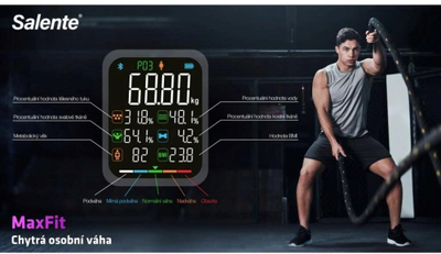 Peshore personale Salente MaxFit, inteligjente diagnostikuese, Bluetooth, e zezë