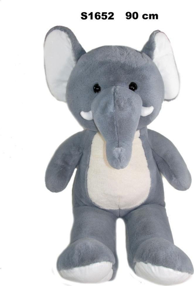 Lodër pelushi elefant Sunday S1652, 90 cm, gri me të bardhë
