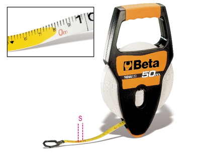 Metër Beta Tools 016940250, fibër‑glas 13mm, 50m, portokalli