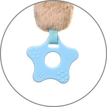 Lodër plushe BabyOno Dog with Teether Dod Willy, me fishkëllimë, me dhëmbake, shumëngjyrëshe