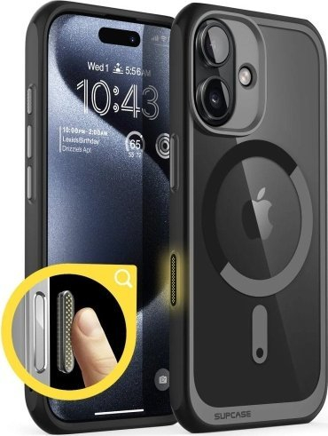 Kapak telefoni SUPCASE Unicorn Beetle MAG Slim për iPhone 16 6.1", MagSafe, i zi