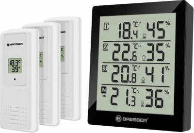 Метеоролошка станица Bresser Temeo Hygro Quadro, мерење температура и влажност, црна