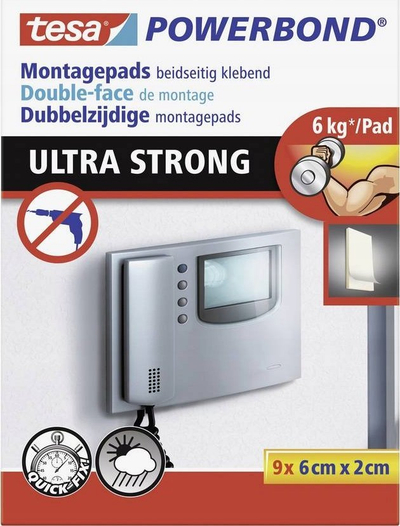 Jastëkë ngjitës Tesa Powerbond 55790, ultra të fortë, 20 x 60mm, paketë 9 copë