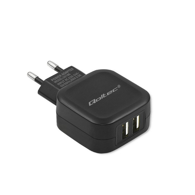 Karikues muri Qoltec 50186, 2x USB A, 3.4A, i zi