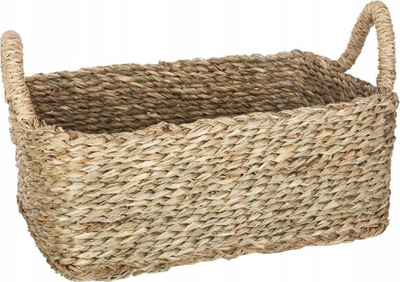 Set shporta dekorative drejtkëndore me doreza, 3 copë, thupra deti, natyrale