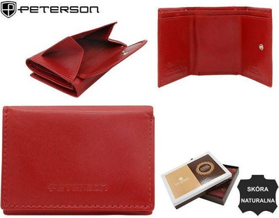 Portofol gocash Peterson, lëkurë natyrale, RFID, i kuq