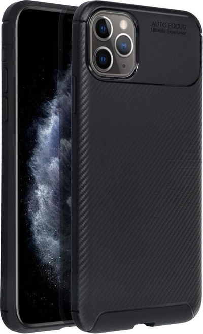 Mbrojtëse telefoni Carbon Premium për iPhone 11 Pro Max, TPU i butë, me teksturë karboni, e zezë