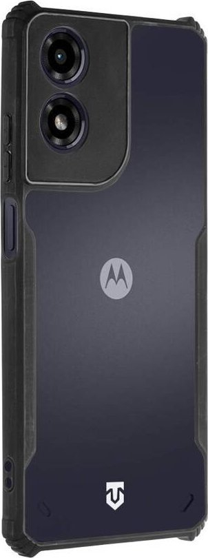 Kapak telefoni Tactical Quantum Stealth për Motorola G04, transparent, me detaje të zeza