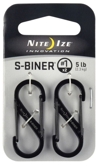Karabinë dyanshe Nite Ize S-Biner #1 SB1-2PK-01, set 2 copë, çelik inox, e zezë